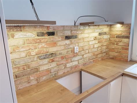 Create an authentic brick finish on internal & external walls with these porcelain brick slip effect tiles. . Wickes brick slips